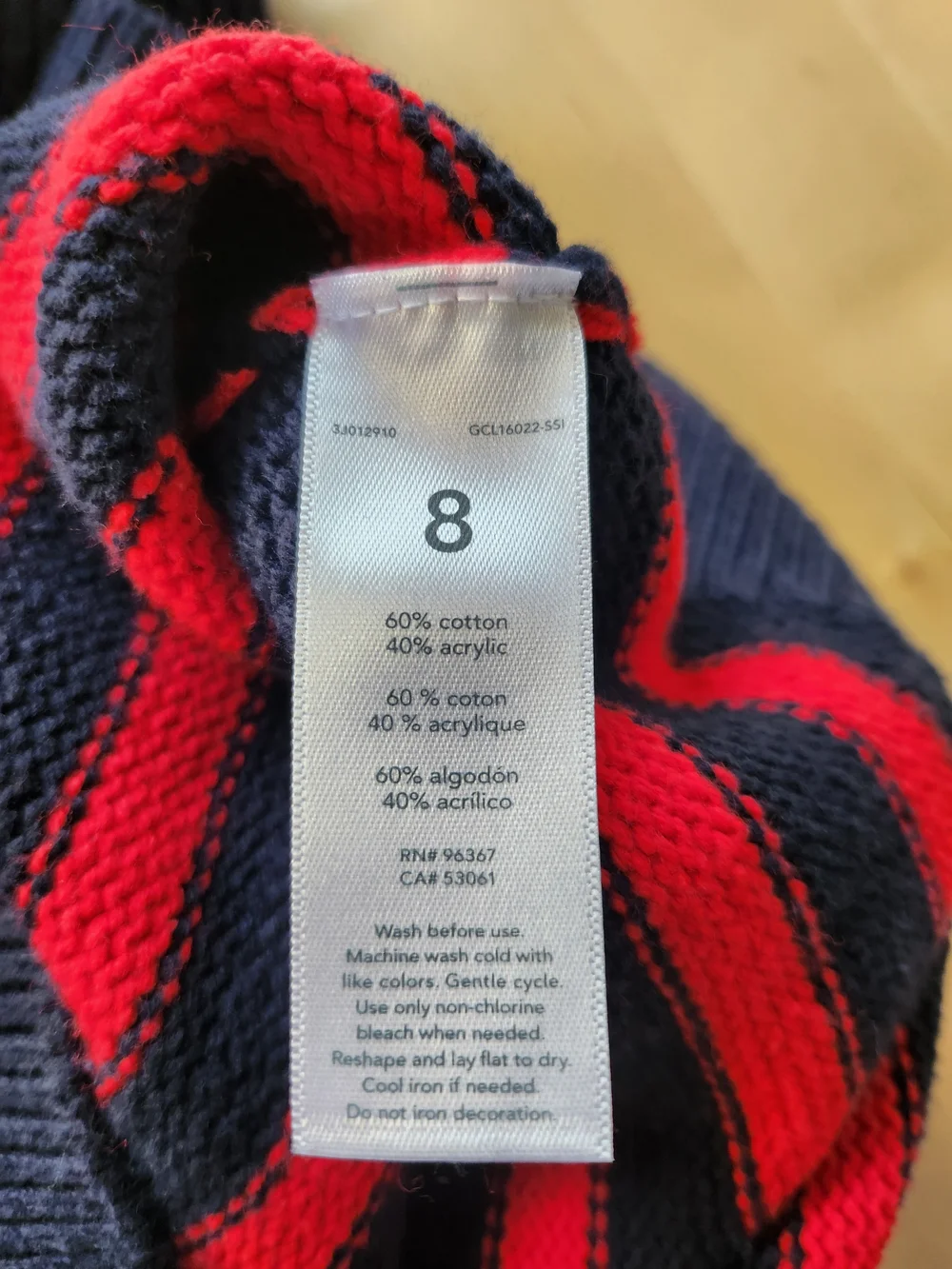 OshKosh B'gosh Navy & Red Striped Shawl-Collar Sweater